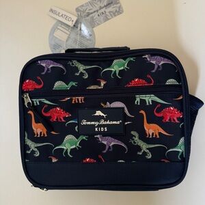 NEW Tommy Bahama Kids School Lunch Tote Blue Insulated Dinosaur Theme Zips